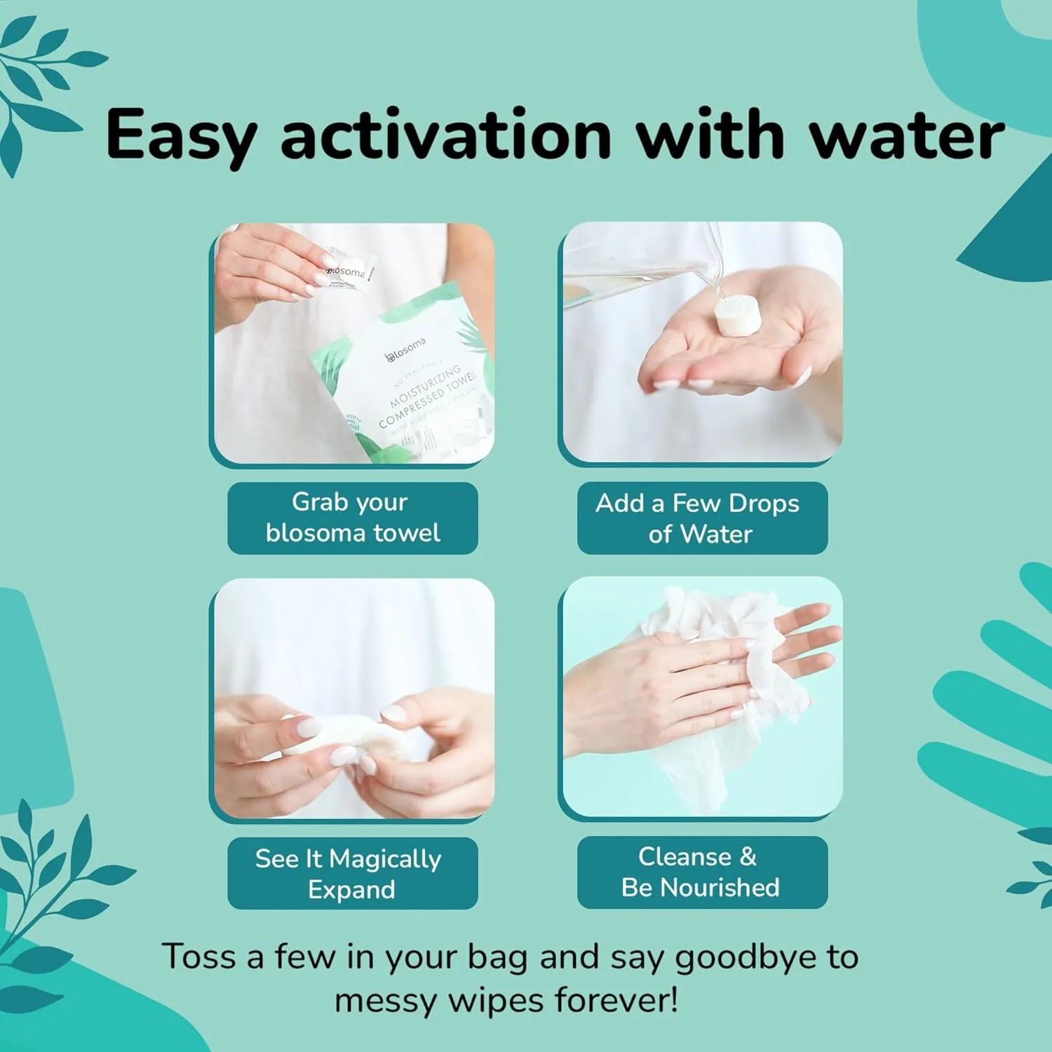 Eucalyptus and Mint Compressed Towel Tablets – Disposable Cotton, Instant Expandable water activated Face Towels, Travel-Friendly, Biodegradable Moisturizing Towels for Outdoors (Pack of 50)