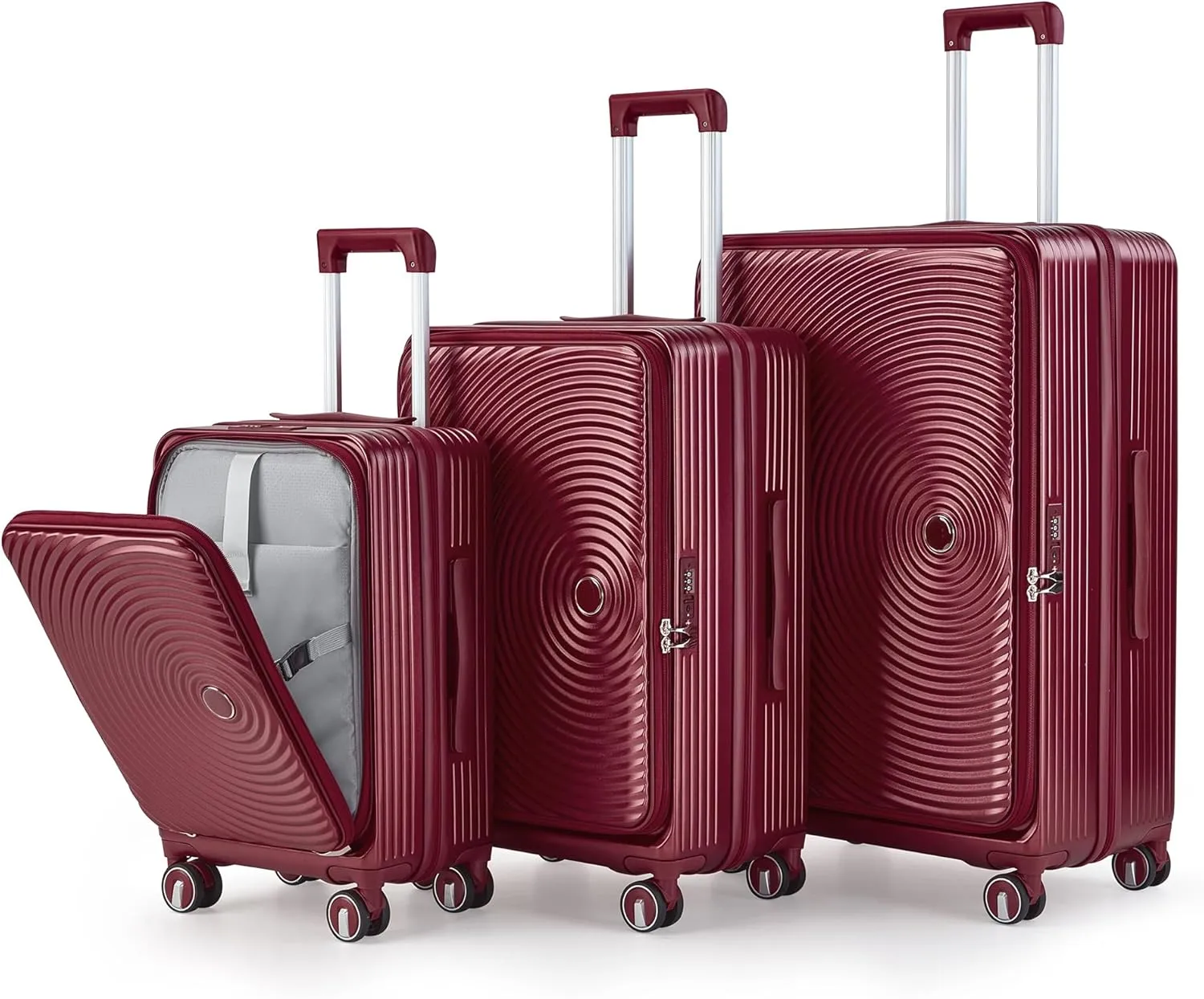 Expandable 3-Piece Luggage Set for Stress-Free Travel, Lightweight and Durable Hard Shell, Organizing Your Essentials, Wine Red