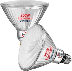 Explux 250 Watt Equivalent PAR38 LED Flood Light Bulbs, Super Bright 2700 Lumens, Dimmable, Full-Glass Outdoor Waterproof & Anti-Ageing, 2700K Soft White Spotlight, 2-Pack