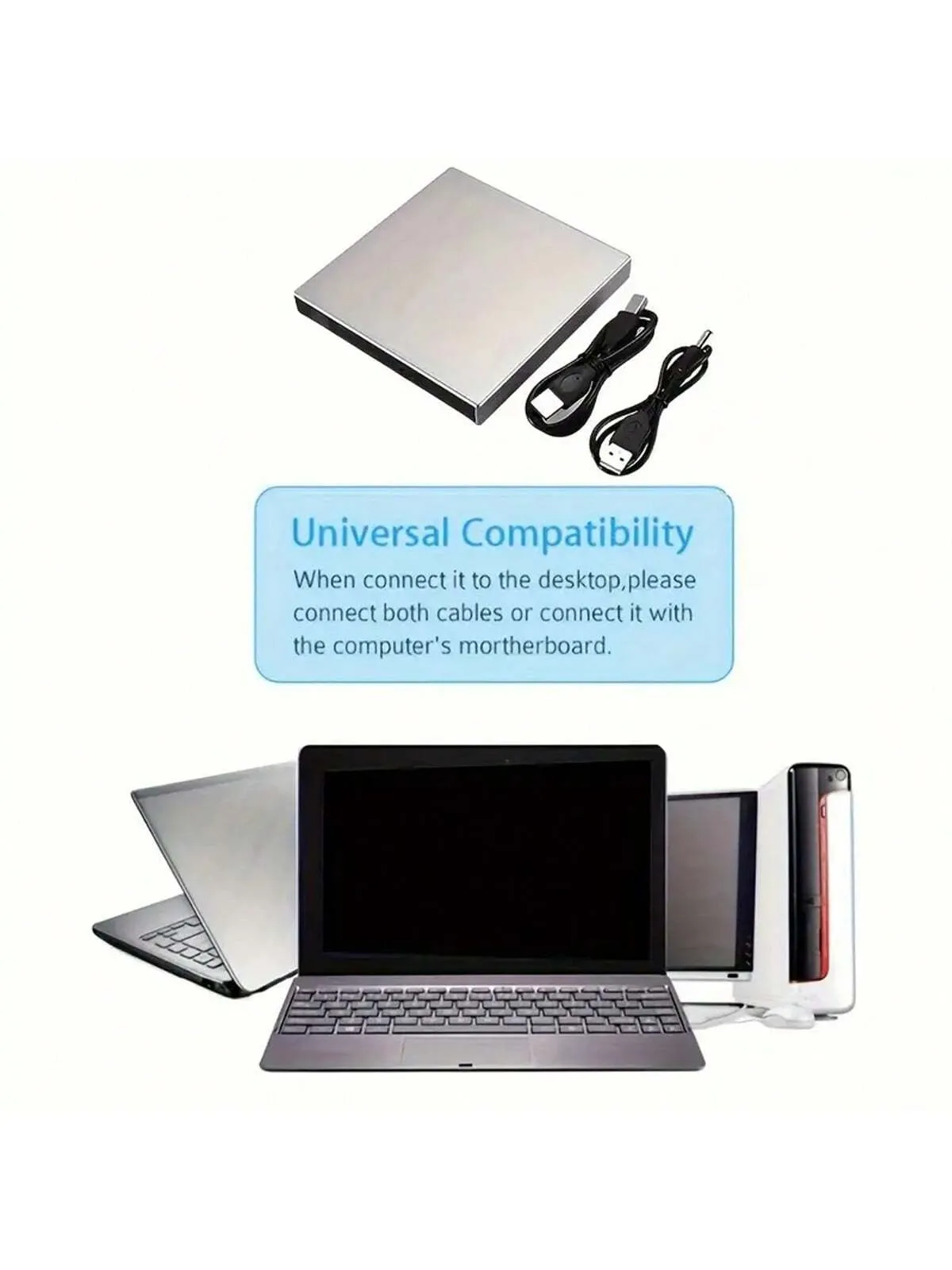 External CD DVD Drive, USB 2.0 Slim Protable External CD-RW Drive DVD-RW Burner Writer Player For Laptop Notebook PC Desktop Computer