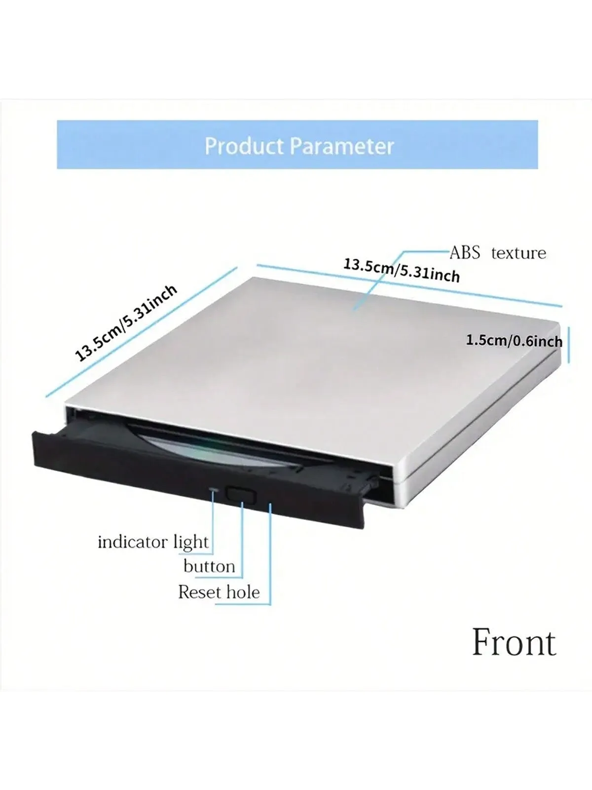 External CD DVD Drive, USB 2.0 Slim Protable External CD-RW Drive DVD-RW Burner Writer Player For Laptop Notebook PC Desktop Computer