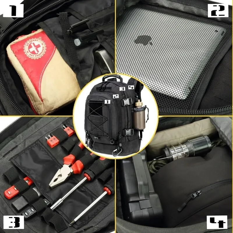Extra Large 60L Tactical Backpack for Men Women Outdoor Water Resistant Hiking Travel Laptop Bag(T)