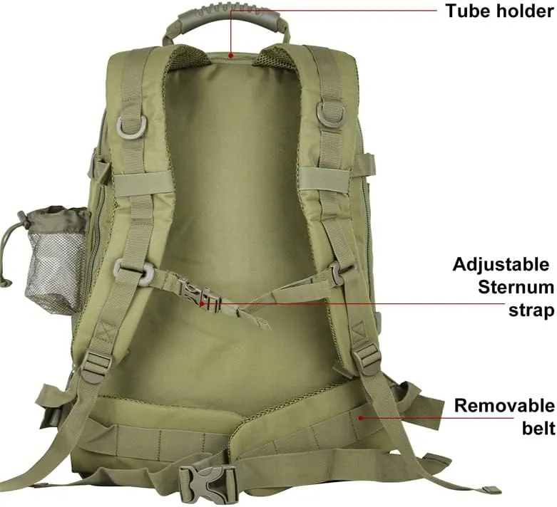 Extra Large 60L Tactical Backpack for Men Women Outdoor Water Resistant Hiking Travel Laptop Bag(T)