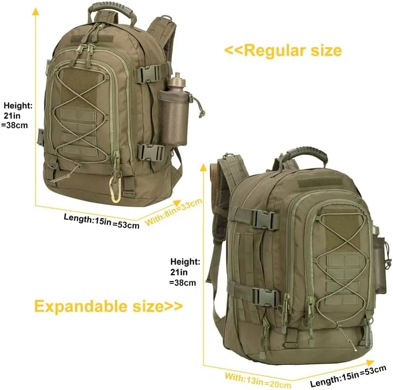 Extra Large 60L Tactical Backpack for Men Women Outdoor Water Resistant Hiking Travel Laptop Bag(T)