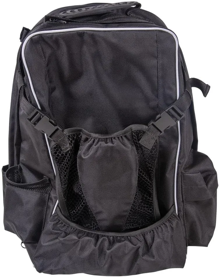 Extreme Riders Backpack | Storage for Horse Show Essentials | Water Repellent & Stain Resistant | Adjustable Helmet Pouch | Multiple Zipper Compartments | Color Black