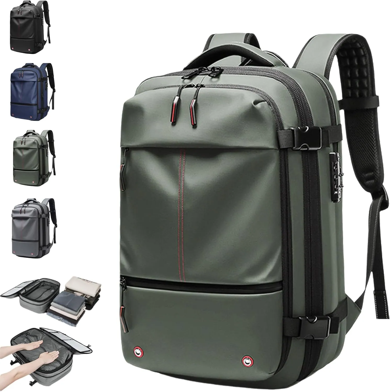 Ezy Vac Backpack,Ezyvac Vacuum Compression Travel Backpack,Large Capacity Expandable Waterproof Multifunctional TSA Lock Bag (Green)