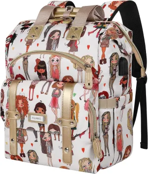 FALANKO Laptop Backpack for Women,Teacher Doctor Nurse Work Purse Bag for 15.6 Inch Laptop, Wide Open Computer Bookbag, Large backpack for women with USB Charging Port RFID Anti Theft Pocket