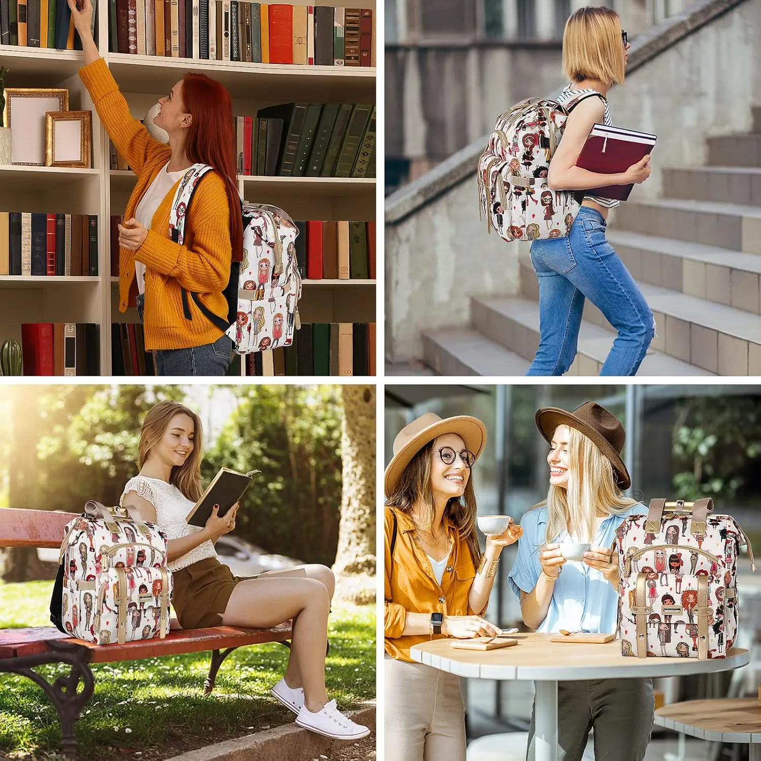 FALANKO Laptop Backpack for Women,Teacher Doctor Nurse Work Purse Bag for 15.6 Inch Laptop, Wide Open Computer Bookbag, Large backpack for women with USB Charging Port RFID Anti Theft Pocket