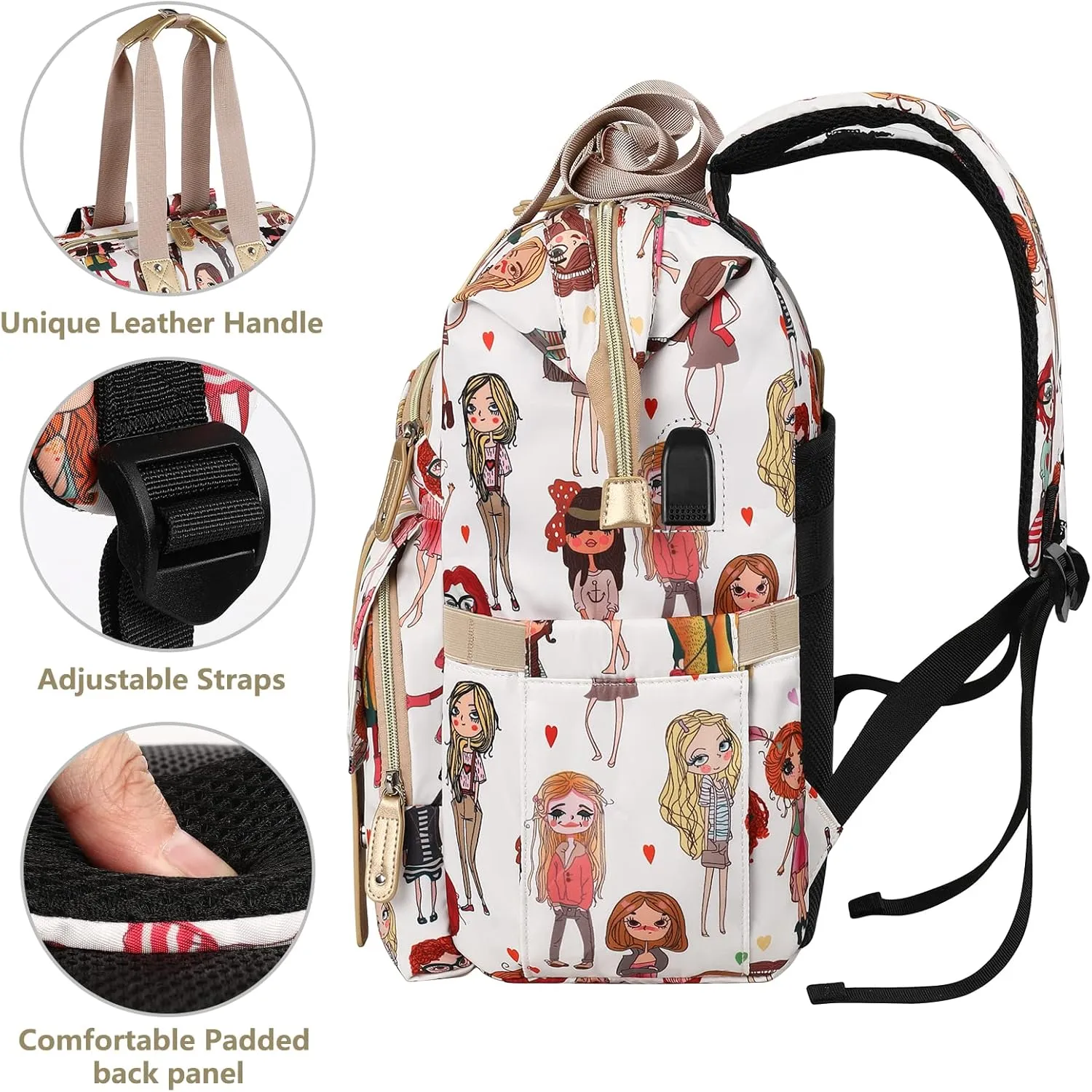 FALANKO Laptop Backpack for Women,Teacher Doctor Nurse Work Purse Bag for 15.6 Inch Laptop, Wide Open Computer Bookbag, Large backpack for women with USB Charging Port RFID Anti Theft Pocket