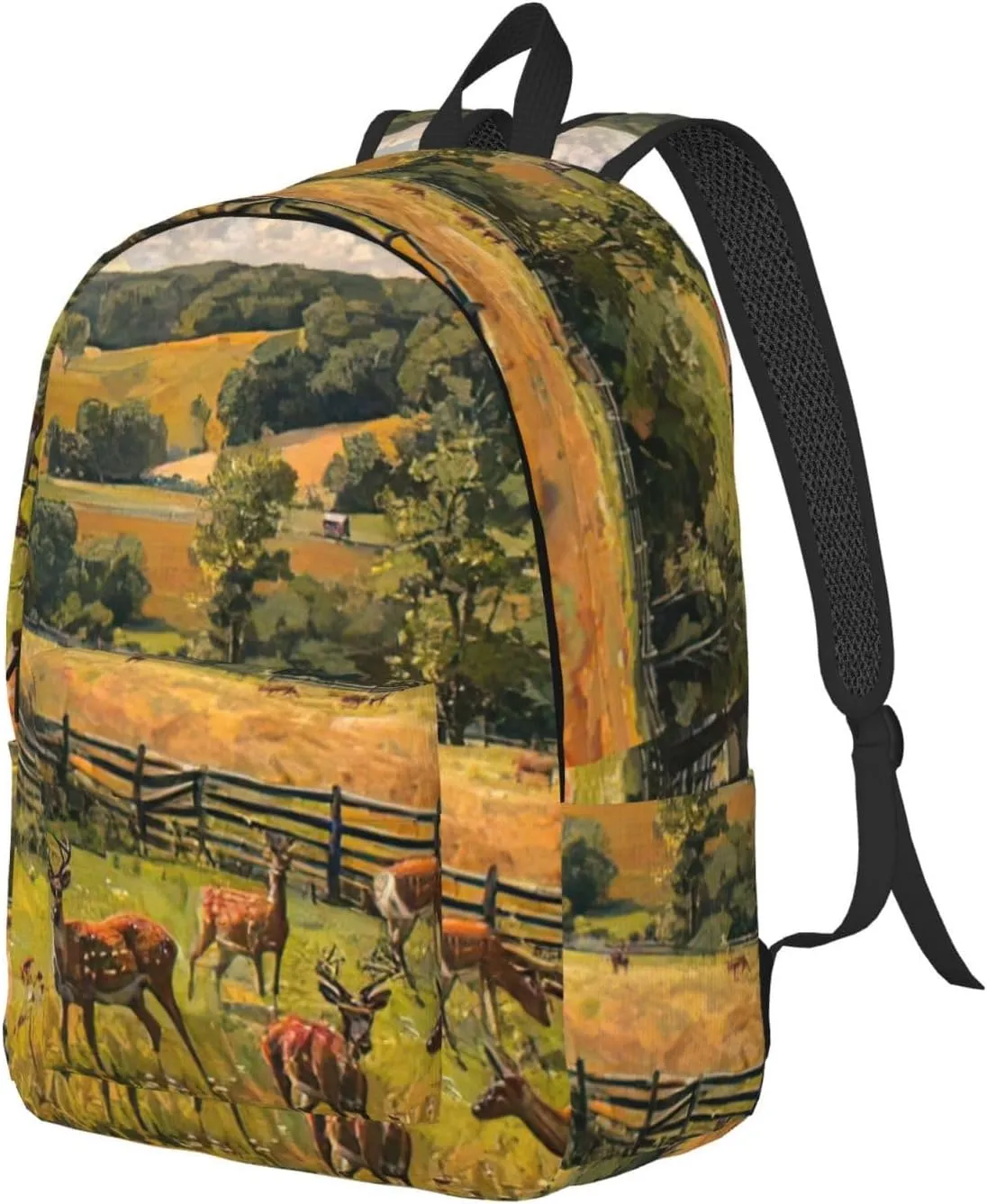 Farm with deer print Duffel Bag, Lightweight Duffel Bag, Casual Backpack, 17.7 x 6.3 x 12.2 inches