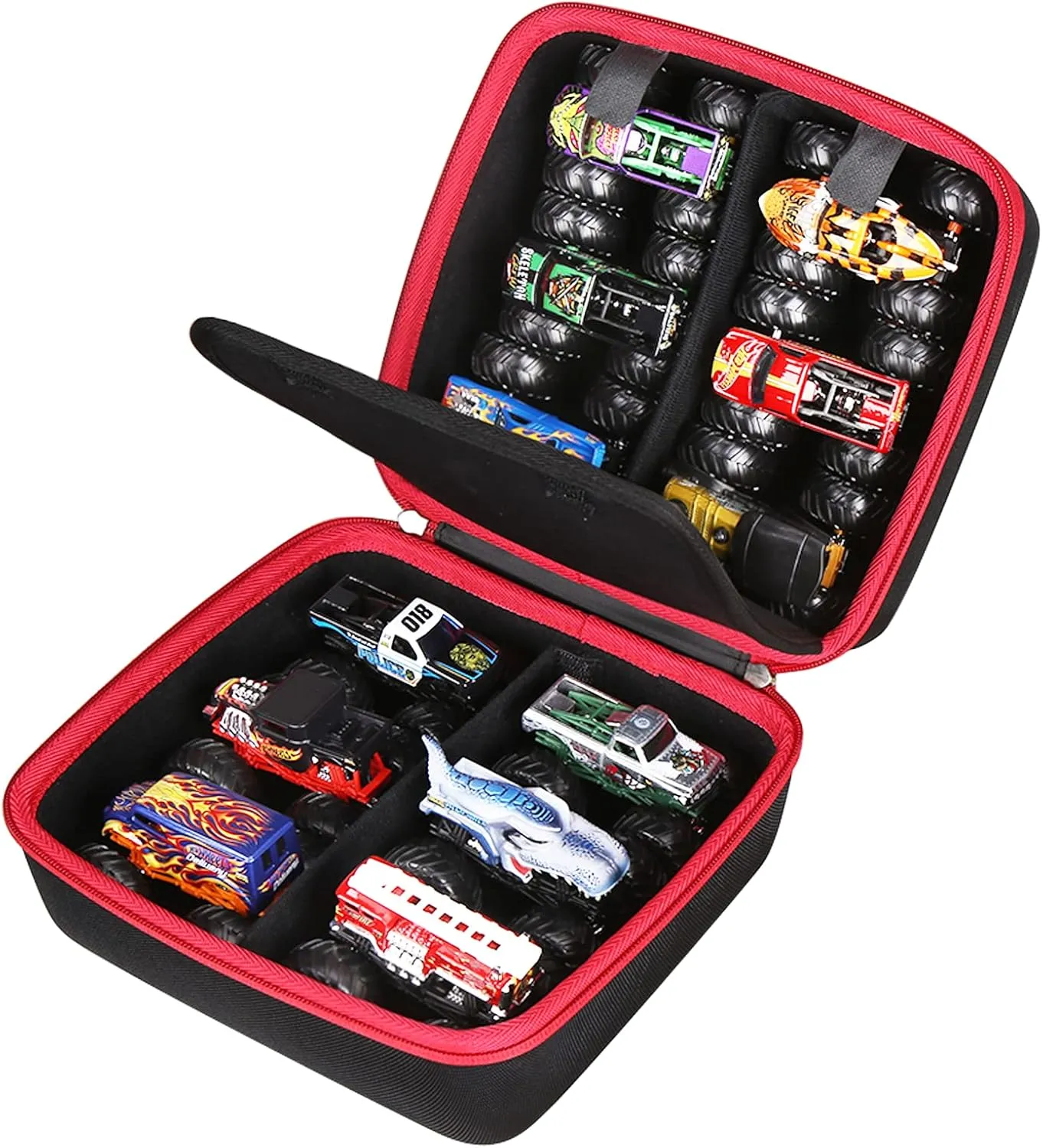FBLFOBELI Travel Hard Carrying Case Compatible With Hot Wheels Monster Trucks Set of 12 1:64 Scale Die-Cast Toy Trucks, Portable Storage Bag (Case Only)