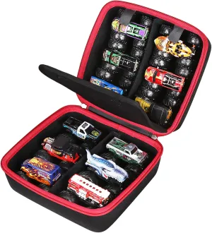 FBLFOBELI Travel Hard Carrying Case Compatible With Hot Wheels Monster Trucks Set of 12 1:64 Scale Die-Cast Toy Trucks, Portable Storage Bag (Case Only)