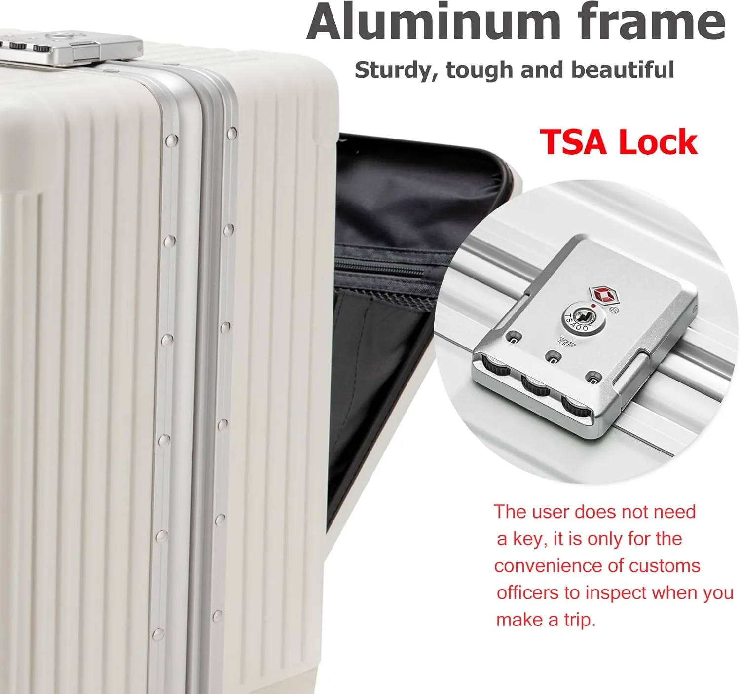 feilario 20in Aluminium Frame Hardside Expandable Spinner Wheel Luggage, Built-In TSA lock Carry on Suitcase, with Cup Holder & Phone Holder
