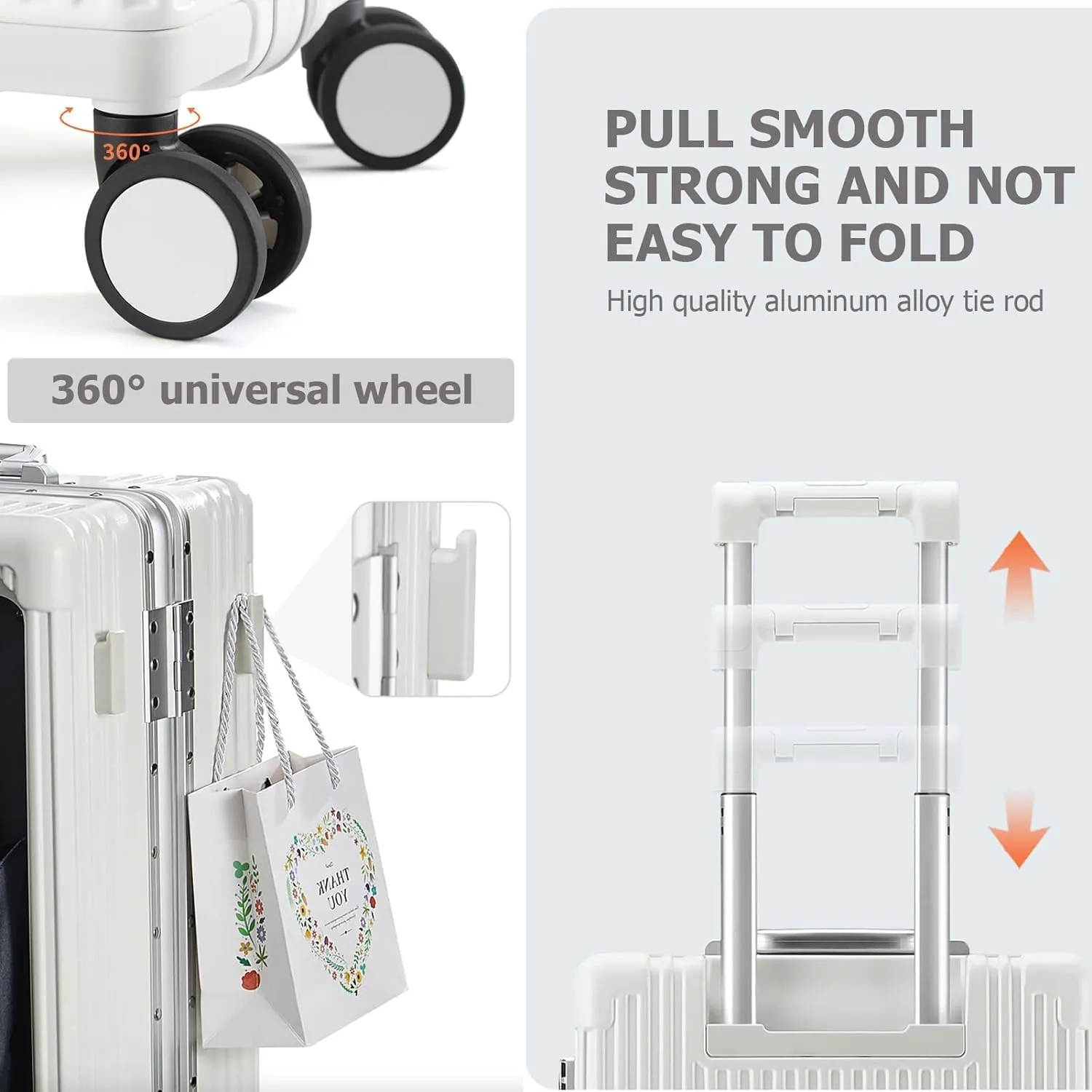 feilario 20in Aluminium Frame Hardside Expandable Spinner Wheel Luggage, Built-In TSA lock Carry on Suitcase, with Cup Holder & Phone Holder