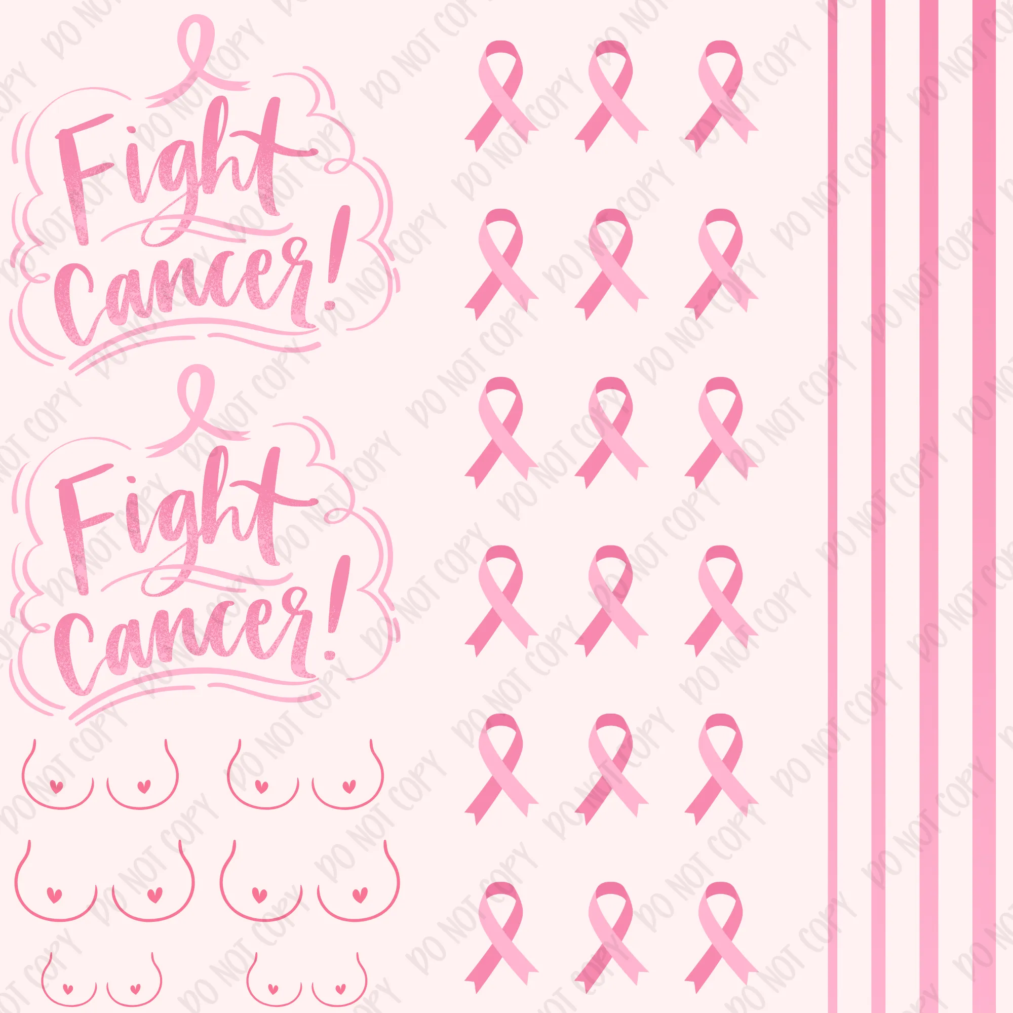 Fight Cancer Pink Ombre Element Sheet UV DTF