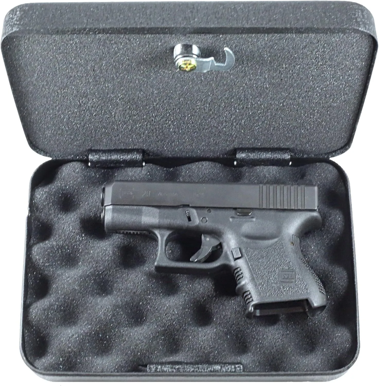 (Firearm Safety Devices) - FSDC-MLC5200 Keyed Steel Lockable Gun Case & Security Box – Heavy-Duty Powder Coated Steel – TSA Approved – Compact for Easy Storage