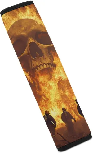 Firefighter Fighting Flames Skull Fashion Car Seat Belt Cover Pad for Shoulder Bag Camera Soft Comfort Accessories 1PCS