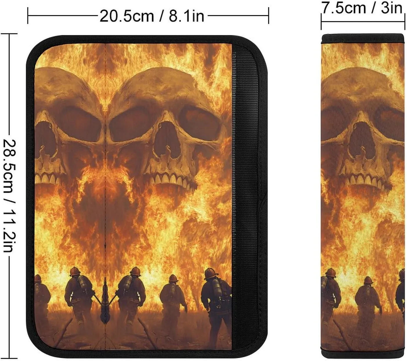 Firefighter Fighting Flames Skull Fashion Car Seat Belt Cover Pad for Shoulder Bag Camera Soft Comfort Accessories 1PCS
