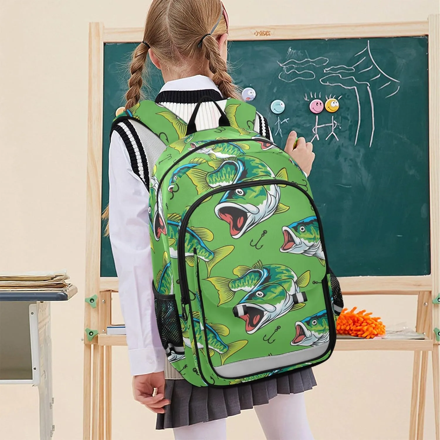 Fisyme Fishing Tuna Fish School Backpack Laptop Backpack Bags Bookbag Travel Casual Computer Notebooks Daypack