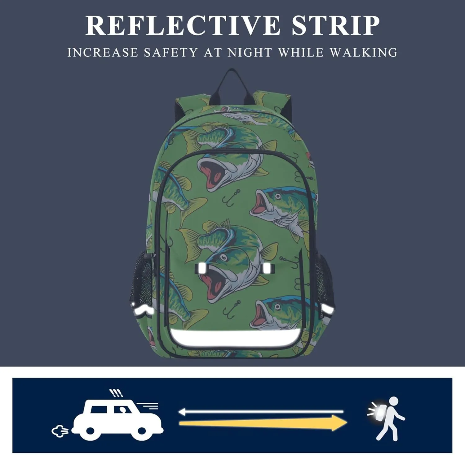 Fisyme Fishing Tuna Fish School Backpack Laptop Backpack Bags Bookbag Travel Casual Computer Notebooks Daypack