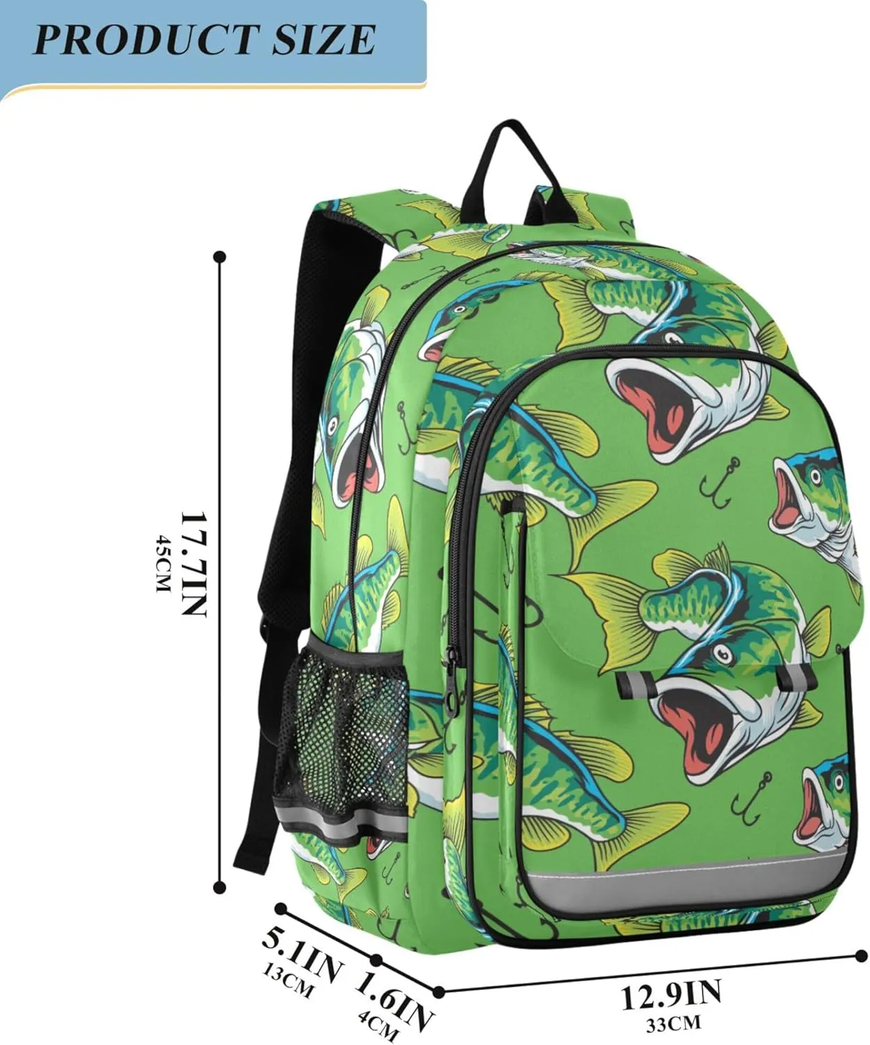 Fisyme Fishing Tuna Fish School Backpack Laptop Backpack Bags Bookbag Travel Casual Computer Notebooks Daypack