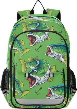 Fisyme Fishing Tuna Fish School Backpack Laptop Backpack Bags Bookbag Travel Casual Computer Notebooks Daypack