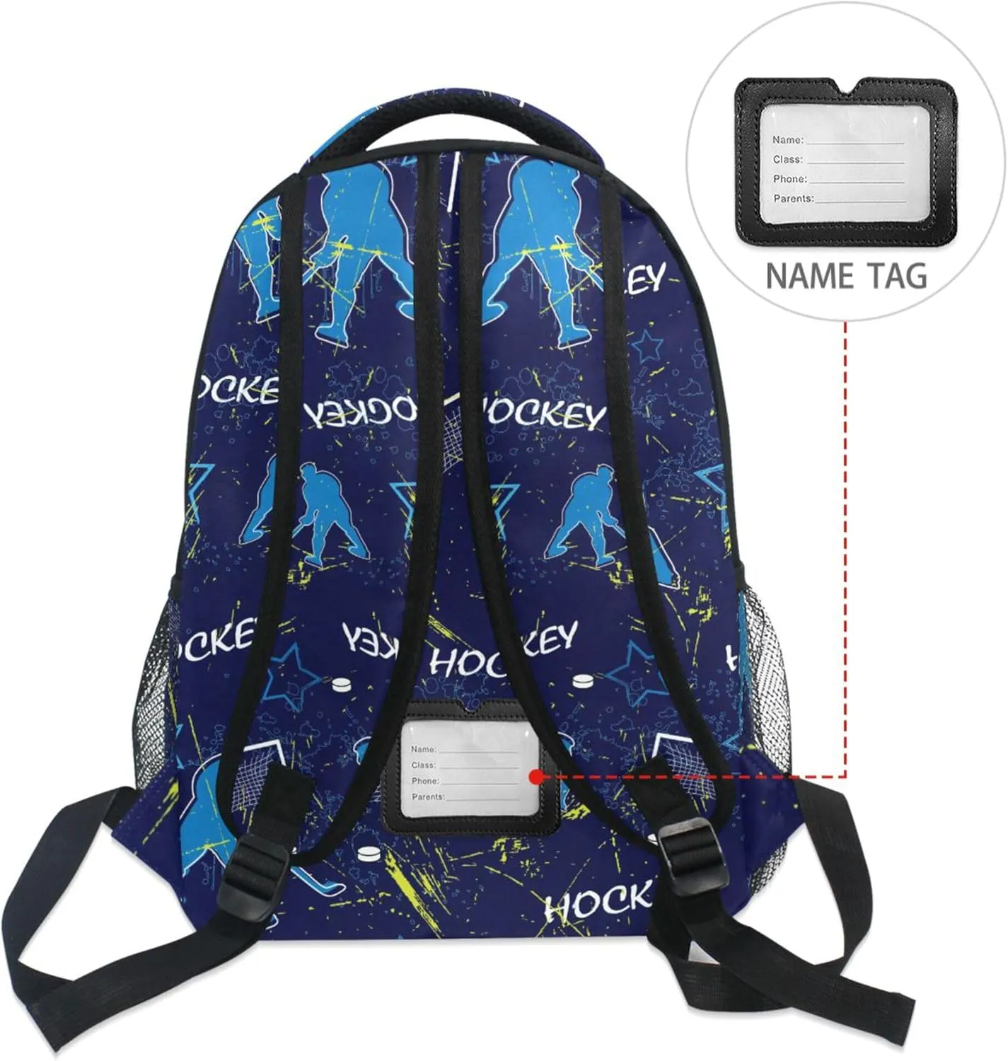 Fisyme Hockey Players Laptop Backpack Bag Bookbag Casual Travel Hiking Computer Notebooks Daypacks
