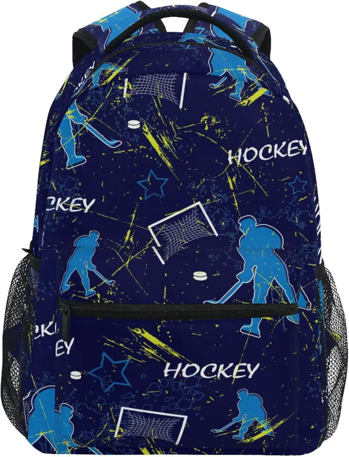 Fisyme Hockey Players Laptop Backpack Bag Bookbag Casual Travel Hiking Computer Notebooks Daypacks