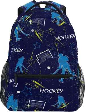 Fisyme Hockey Players Laptop Backpack Bag Bookbag Casual Travel Hiking Computer Notebooks Daypacks