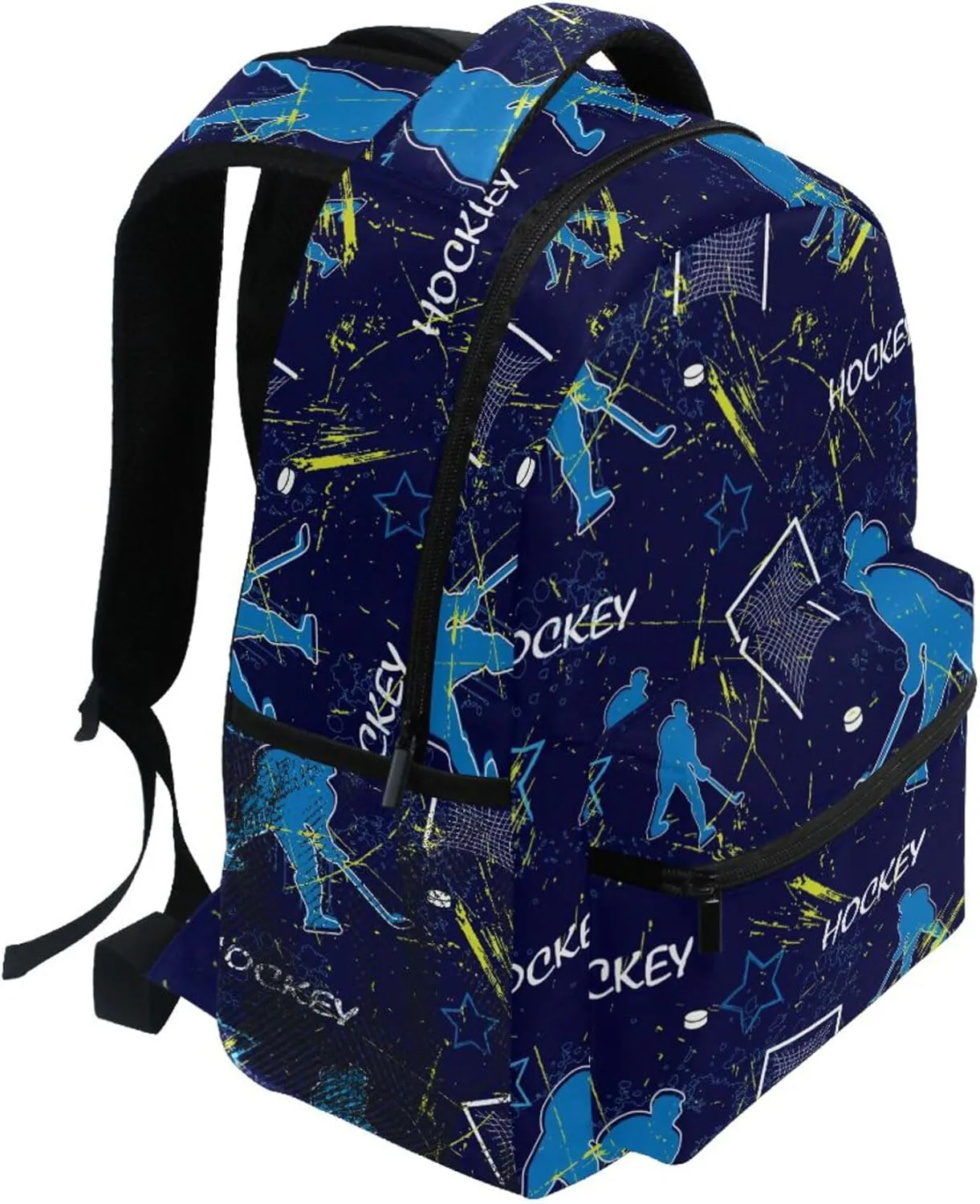 Fisyme Hockey Players Laptop Backpack Bag Bookbag Casual Travel Hiking Computer Notebooks Daypacks