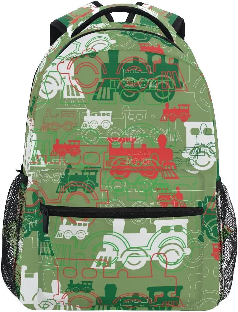 Fisyme Train Steam Backpack Laptop Bag Daypack Travel Hiking School Backpacks for Men Women Kids Girls Boys