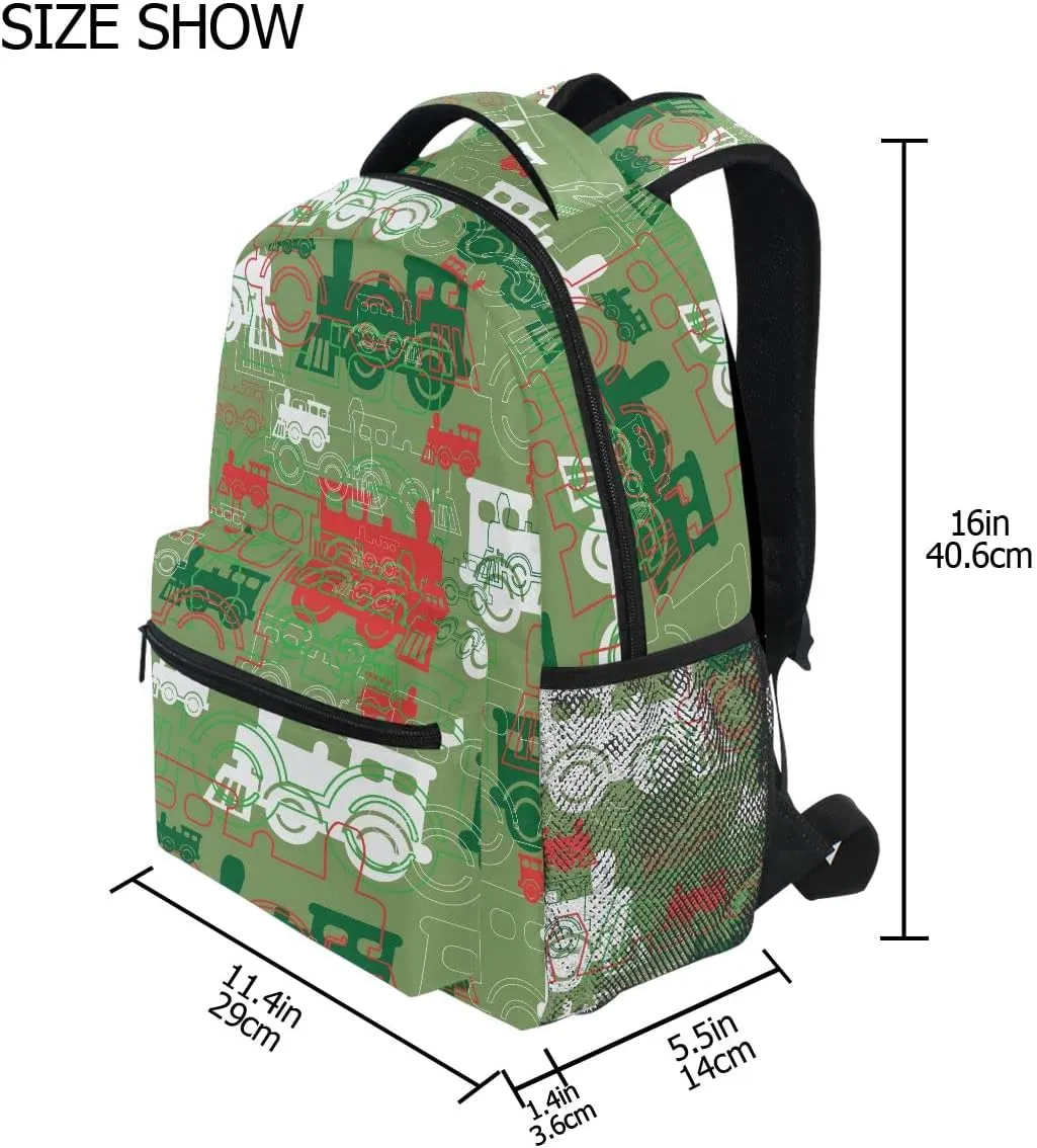 Fisyme Train Steam Backpack Laptop Bag Daypack Travel Hiking School Backpacks for Men Women Kids Girls Boys