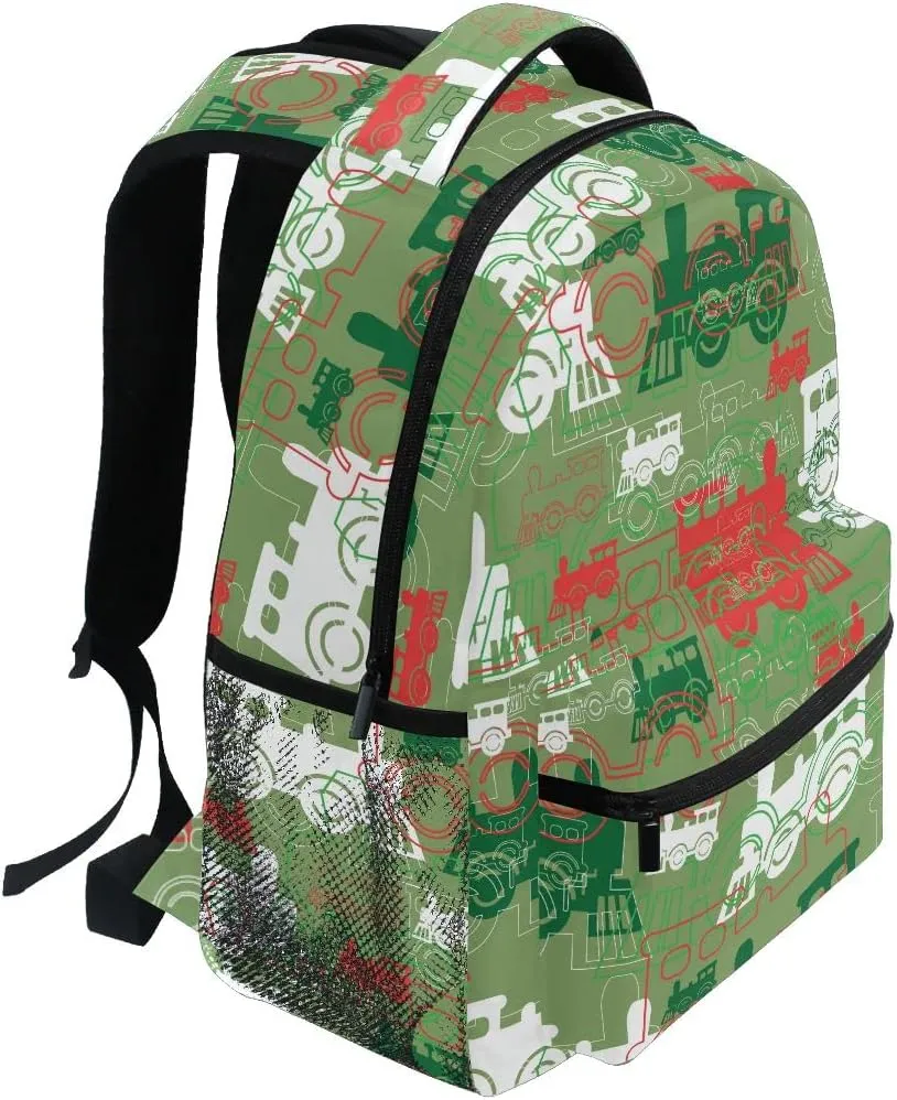 Fisyme Train Steam Backpack Laptop Bag Daypack Travel Hiking School Backpacks for Men Women Kids Girls Boys