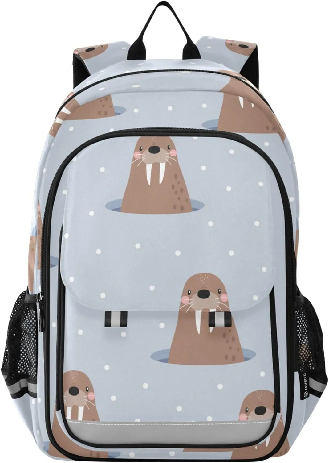 Fisyme Winter Sea Seal Walrus School Backpack Laptop Backpacks Bags Bookbag Travel Casual Computer Notebooks Daypacks