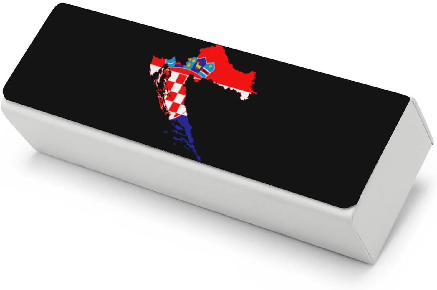 Flag Map of Croatia Printing Glasses Case Hard Shell Eyeglasses Protector Cases with Cleaning Cloth Fits Most Glasses