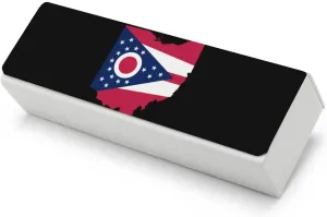 Flag Map of Ohio Printing Glasses Case Hard Shell Eyeglasses Protector Cases with Cleaning Cloth Fits Most Glasses