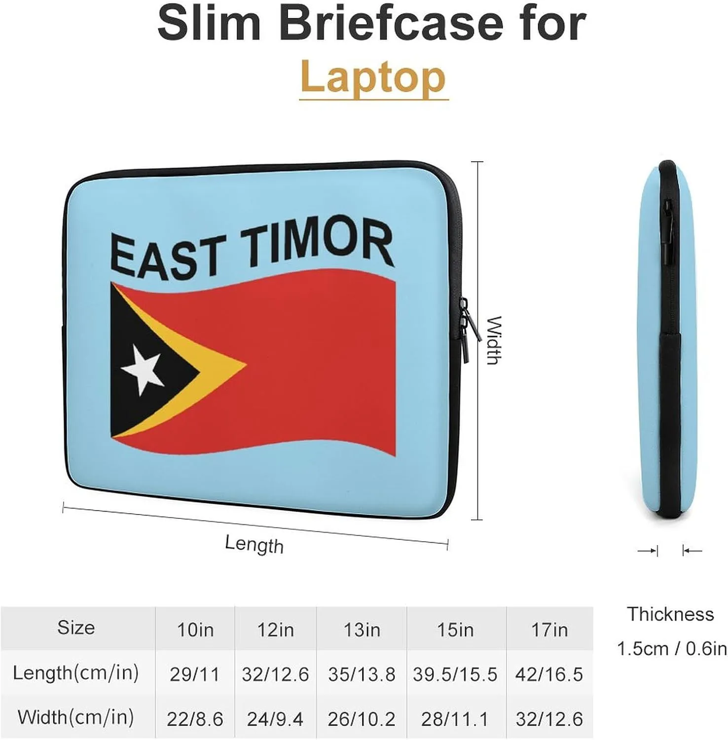 Flag of East Timor Fashion Laptop Sleeve Bag Computer Carrying Case for Business Office Travel