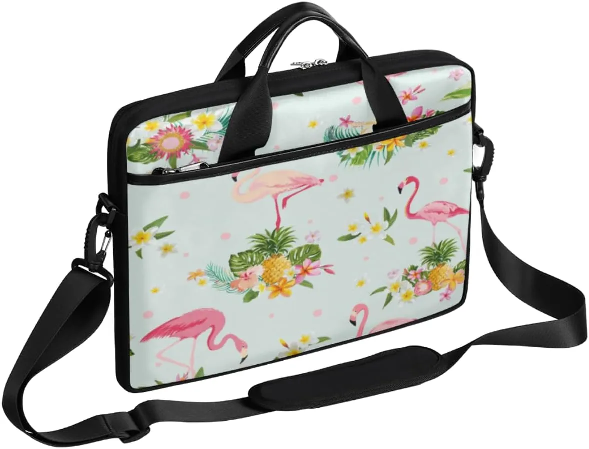 Flamingo Pineapple Laptop Bag for Men Women 13-15 Inch Case Bags Sleeve Shoulder with Anti Slip Removable The Pad Straps(15x1x11inches)