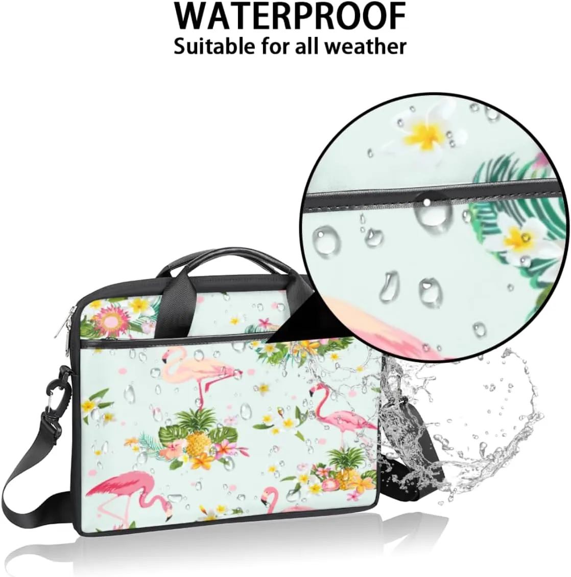 Flamingo Pineapple Laptop Bag for Men Women 13-15 Inch Case Bags Sleeve Shoulder with Anti Slip Removable The Pad Straps(15x1x11inches)