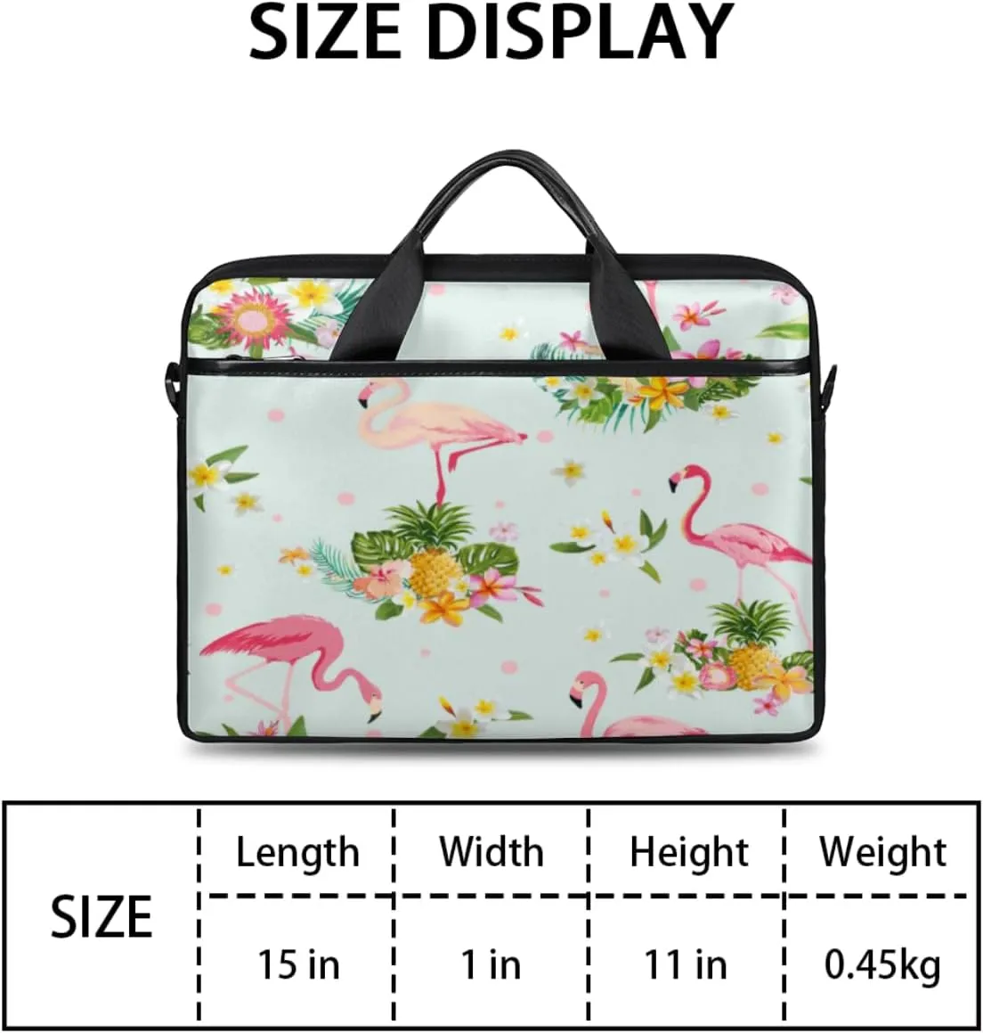 Flamingo Pineapple Laptop Bag for Men Women 13-15 Inch Case Bags Sleeve Shoulder with Anti Slip Removable The Pad Straps(15x1x11inches)