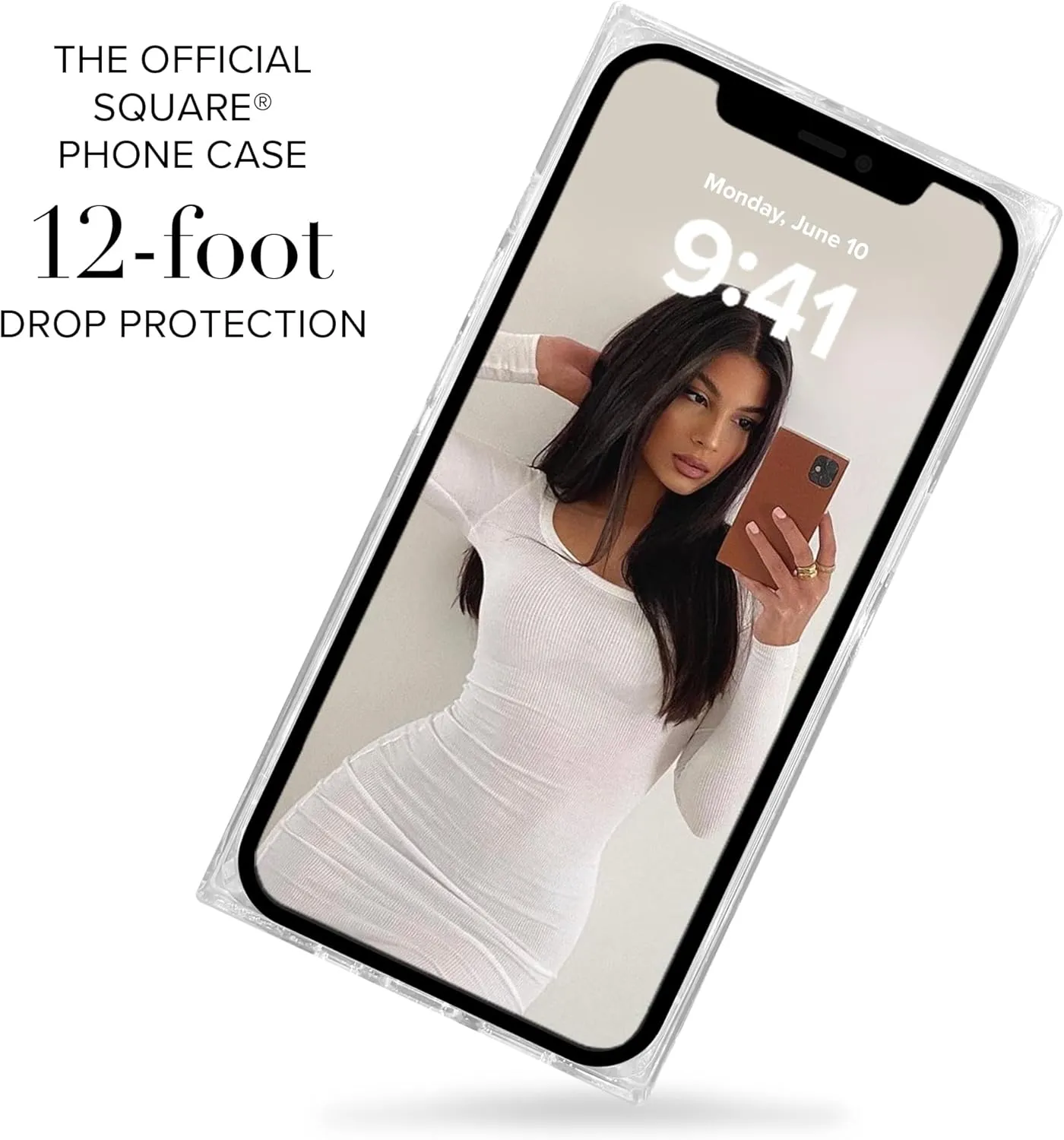 Flaunt Square Protective Case - Compatible with iPhone 12 Pro Max - Wireless Charging - Stylish Drop Tested Shockproof Phone Case - The Official Square Phone Case (Mother of Pearl)