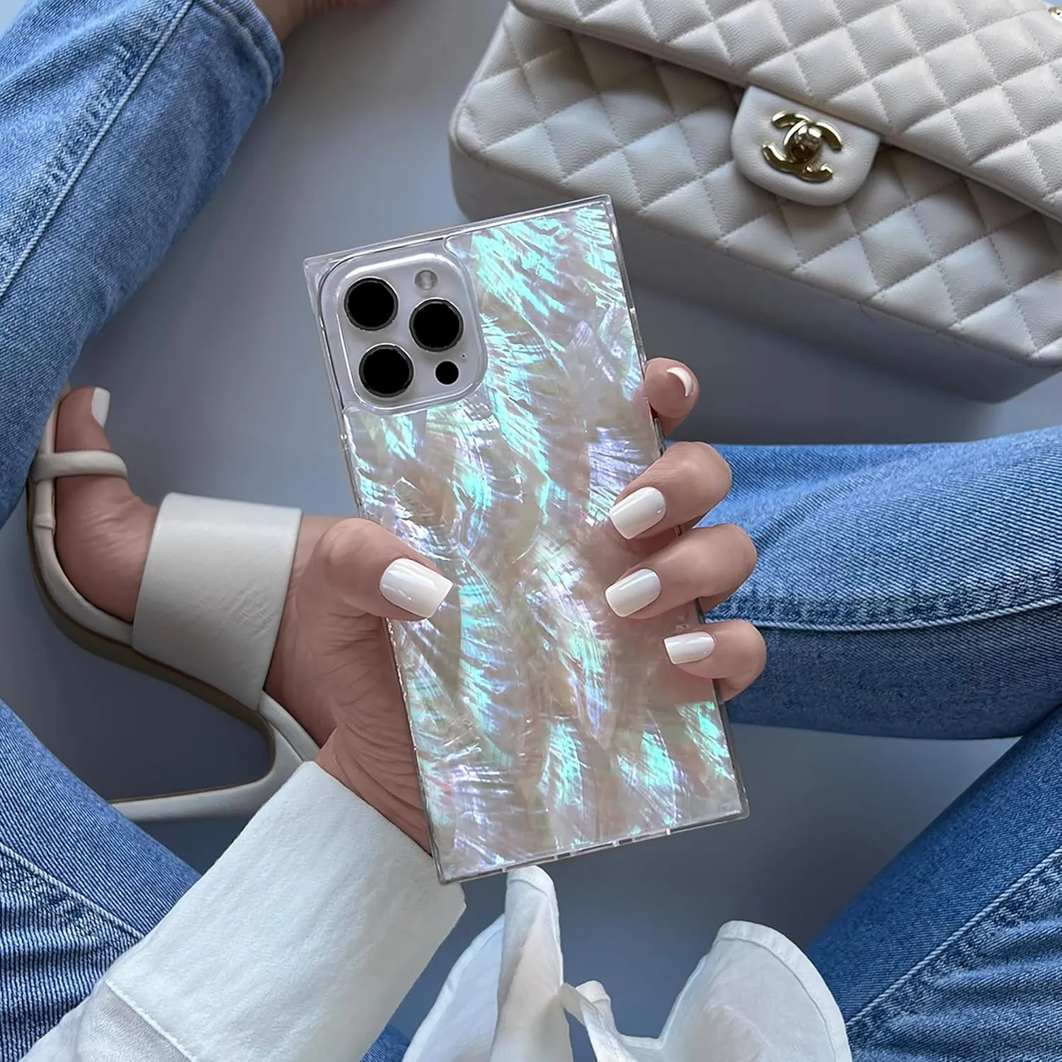 Flaunt Square Protective Case - Compatible with iPhone 12 Pro Max - Wireless Charging - Stylish Drop Tested Shockproof Phone Case - The Official Square Phone Case (Mother of Pearl)