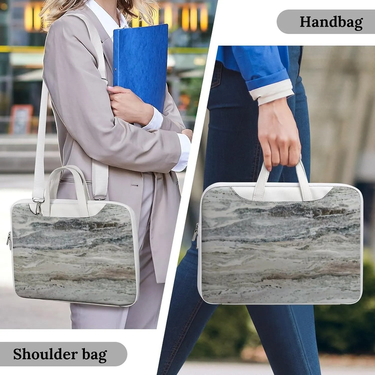 Floral Cherry Blossoms Leather Computer Bag with Multiple Sizes to Choose From, Convenient to Carry