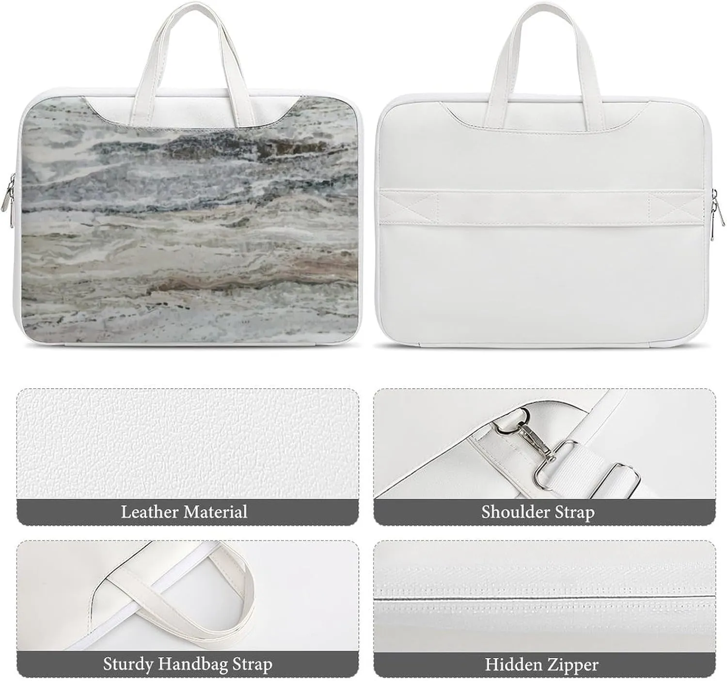 Floral Cherry Blossoms Leather Computer Bag with Multiple Sizes to Choose From, Convenient to Carry