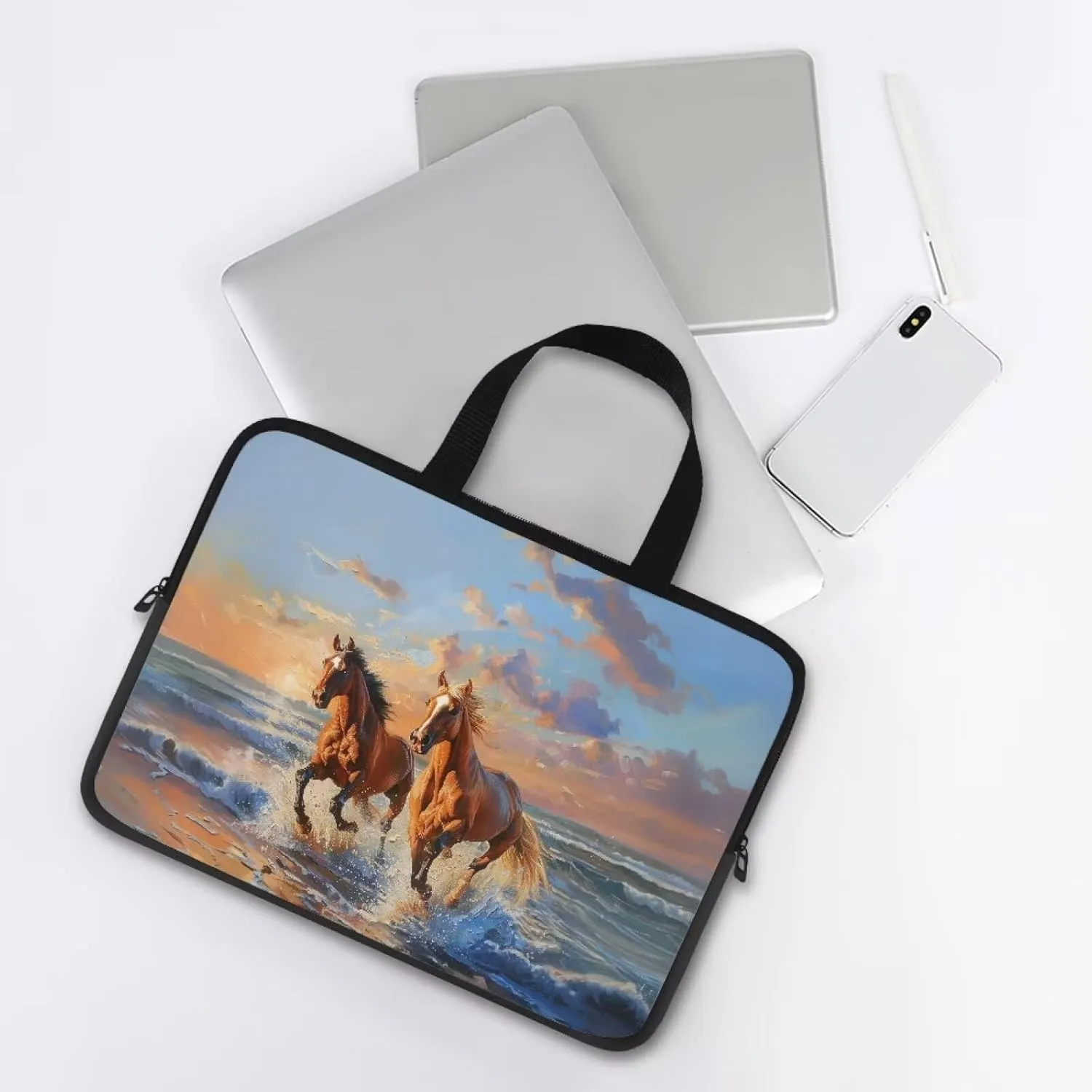 Floral Laptop Tote Bag 15.6" for Women，Fashion Laptop Bag with Handle Laptop Messenger Bag 17.3"