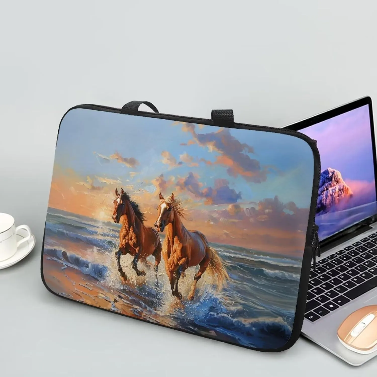 Floral Laptop Tote Bag 15.6" for Women，Fashion Laptop Bag with Handle Laptop Messenger Bag 17.3"