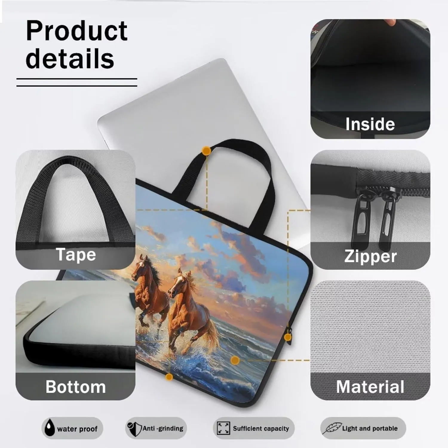 Floral Laptop Tote Bag 15.6" for Women，Fashion Laptop Bag with Handle Laptop Messenger Bag 17.3"