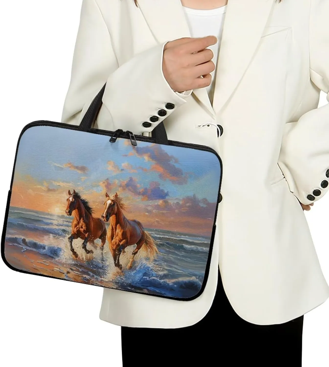 Floral Laptop Tote Bag 15.6" for Women，Fashion Laptop Bag with Handle Laptop Messenger Bag 17.3"