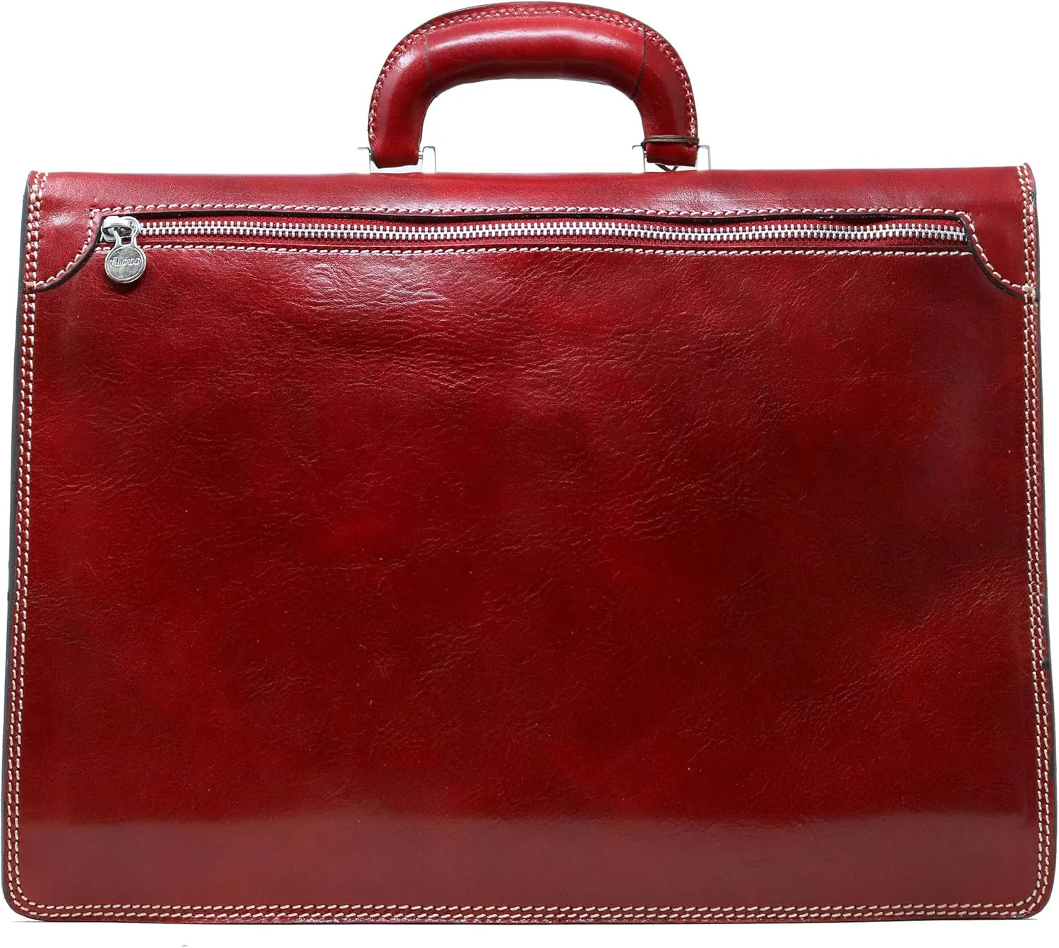 Floto Luggage Milano Brief Leather Laptop Sleeve, Red, Medium