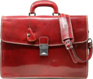 Floto Luggage Milano Brief Leather Laptop Sleeve, Red, Medium